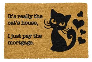 Rohožka z přírodního kokosového vlákna Artsy Doormats It's really the Cats House, 40 x 60 cm