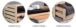 Dětská postel z masivu borovice TOMÁŠ s přistýlkou a šuplíky - 200x90 cm - grafit/šedá