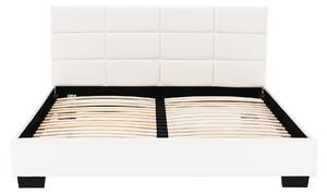 Bílá manželská postel s roštem MIKEL, 160x200 cm, ekokůže