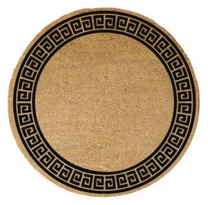 Černá kulatá rohožka z přírodního kokosového vlákna Artsy Doormats Greek Border, ⌀ 70 cm