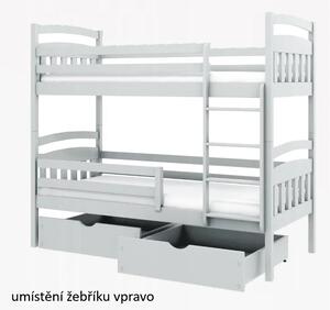 Dětská patrová postel z masivu borovice JAKUB II se šuplíky - 200x90 cm - přírodní borovice