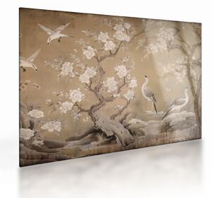 Skleněný obraz - Kreslená japonská krajina (70x50 cm)