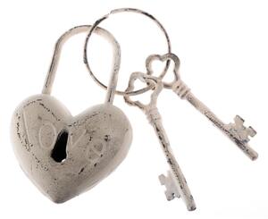 Bílé dekorativní litinové klíče Dakls Heart Rustico
