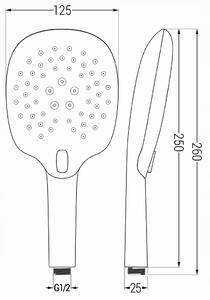 Ruční sprchová hlavice MEXEN R-22 - 3 funkce - 250x125 mm - černá, 79522-70