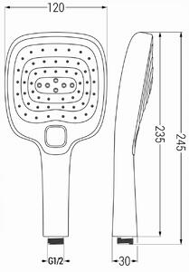 Ruční sprchová hlavice MEXEN R-17 - 3 funkce - 235x120 mm - chromová/bílá