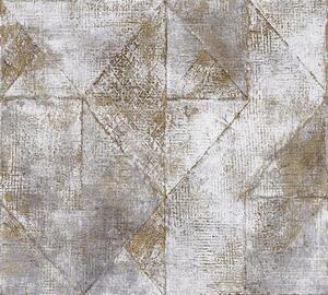 Vliesové tapety na zeď 38976-4, rozměr 10,05 m x 0,53 m, moderní industriální vzor zlato-šedý, A.S. Création