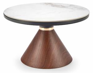Konferenční stolek Gayle (mramor bílý + ořech + zlatá). 1049498