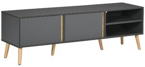 HOMCOM TV Stánek pro televizory do 55 palců, skandinávský design, 2 dveře, 2 police s vedením kabelů, 150 x 35 x 45 cm, tmavě šedá | Aosom