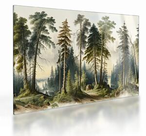 Skleněný obraz - Vintage krajina lesů (70x50 cm)