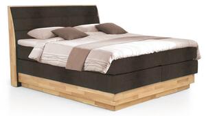 Hnědá postel boxspring masiv dub s úložným prostorem Richard 160x200