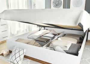 Manželská postel s roštem 180x200 cm s LED a úložným prostorem v bílém matu DT 02 KN984