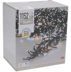 VÁNOČNÍ OSVĚTLENÍ NA STROMEČEK SVĚTELNÝ ŘETĚZ 1152 LED TIMER STUDENÁ A TEPLÁ BÍLÁ