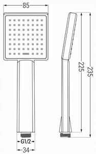 Ruční sprchová hlavice R-45 - 1 funkce - 225x85 mm - černá