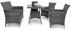 Zahradní ratanový nábytek LIDO (lavička + 2 křesla + stůl) - šedý