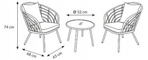 Zahradní ratanový nábytek VERONA (2 křesla + stůl) - šedý