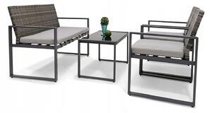 Zahradní ratanový nábytek ASPEN (lavička + 2 křesla + stůl) - šedý