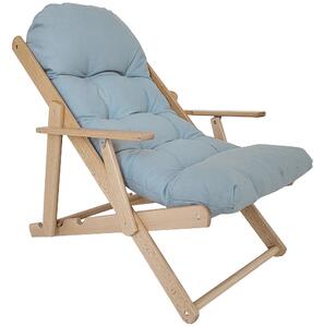 HOMCOM Skládací a polohovací dřevěná relaxační židle s tlustým polstrovaným polštářem - 71 x 89 x 96 cm, šedá | Aosom