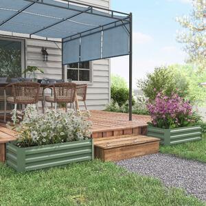 Outsunny Sada 2 obdélníkových vyvýšených zahradních květináčů 100L x 50W x 30H cm - Zelený vlnitý ocel | Aosom