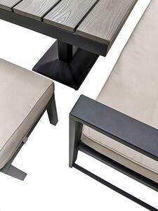 Zahradní kovový nábytek GLOBO (2 pohovky + 2 lavičky + stůl) - taupe