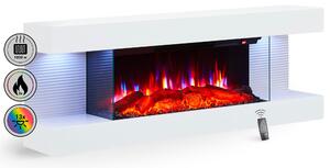 Elektrický nástěnný krb BALDERIA Lumina – topný výkon až 1800 W, 3D efekt plamenů, bílý