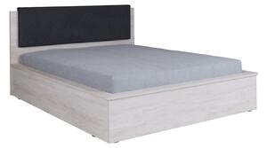 Manželská postel 160 cm Desayuno P (dub bílý + ekokůže grafit) (s roštem). 1051698