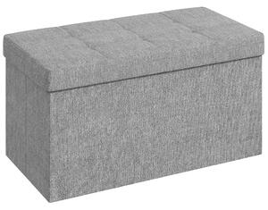 HOMCOM Úložná Lavice Ottoman, 76 x 38 x 38 cm, 84L, skládací, na konci postele, podnožka, s víkem, do předsíně, obývacího pokoje, prošívaná, světlá še