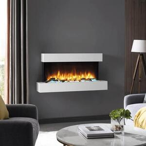 Elektrický nástěnný krb BALDERIA Ignis – výkon až 2000 W, 3D efekt plamenů, bílý