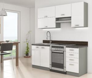 Kuchyně Brunea 2 180 cm (šedá + lesk bílý). 1018238