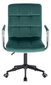 LuxuryForm Židle VERONA VELUR na černé podstavě s kolečky - zelená