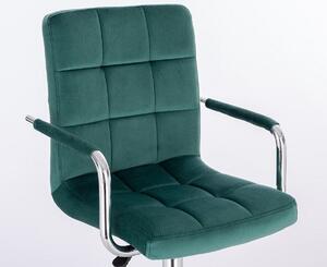LuxuryForm Barová židle VERONA VELUR na černé základně - zelená