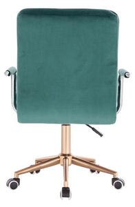 LuxuryForm Židle VERONA VELUR na zlaté podstavě s kolečky - zelená