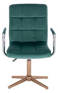 LuxuryForm Židle VERONA VELUR na zlatém kříži - zelená