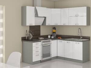 Rohová kuchyně Brunea 130 + 170 cm (šedá + lesk bílý). Vlastní profesionální přeprava až k Vám domů 1018244