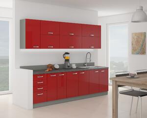 Kuchyně Roslyn 260 cm (šedá + červená). 1018286