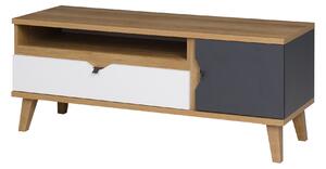 Tv stolek Mimone RTV (dub zlatý + bílá matná + grafit). 1051787