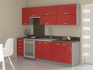 Kuchyně Roslyn 2 260 cm (šedá + červená). 1018289
