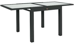 Outsunny Velký Rozšiřitelný Zahradní Stůl rozložené rozměry 160D x 80Š x 75V cm Tmavě Šedý Hliníkový Stůl s Temperovaným Sklem Transparentní | Aosom
