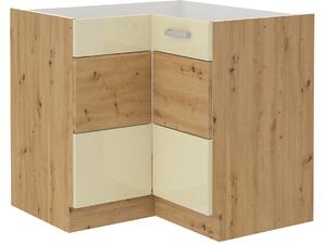 Rohová dolní kuchyňská skříňka Arryn 89x89 DN 1F BB (dub artisan + lesk krémový). Vlastní profesionální přeprava až k Vám domů 1024720