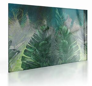 Skleněný obraz - Betonová textura s listy (70x50 cm)