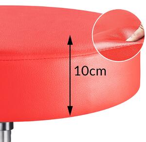 Taburetka na kolečkách, červená koženka, otočná 360°, Casaria
