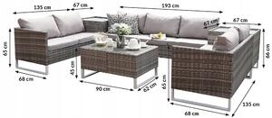Zahradní kovový nábytek COMODO s technoratanem (3 pohovky + 2 truhly + stůl) - taupe