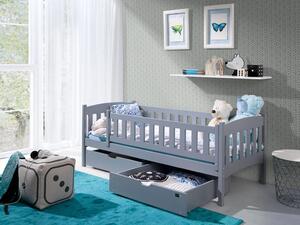Dětská postel z masivu GANDALF se šuplíky - 200x90 cm - ŠEDÁ