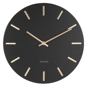 Černé nástěnné hodiny s ručičkami ve zlaté barvě Karlsson Charm, ø 30 cm