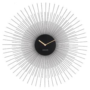 Černé nástěnné hodiny Karlsson Peony Large, ø 60 cm