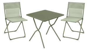 Sada BALCONY II – skládací stůl 64×70 cm + 2 ultra kompaktní židle | ColorBlock zelená Moss