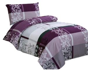 Bavlissimo 2-dílné povlečení ornamenty bavlna/mikrovlákno fialová šedá 140x200 na jednu postel