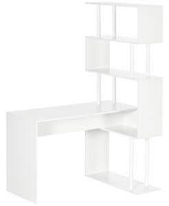 HOMCOM Rohový stůl se zásuvkami Moderní design L-tvarový počítačový stůl s dřevěnými policemi 120 x 80 x 176 cm Bílá | Aosom