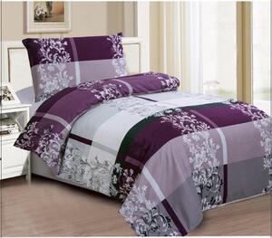 Bavlissimo 2-dílné povlečení ornamenty bavlna/mikrovlákno fialová šedá 140x200 na jednu postel