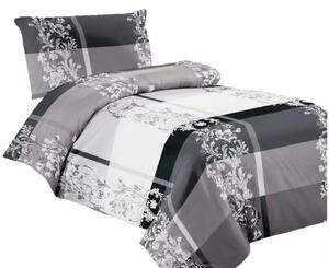 Bavlissimo 2-dílné povlečení ornamenty šedá bílá 140x200 na jednu postel
