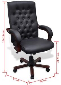 Chesterfield kancelářská židle - umělá kůže | černá